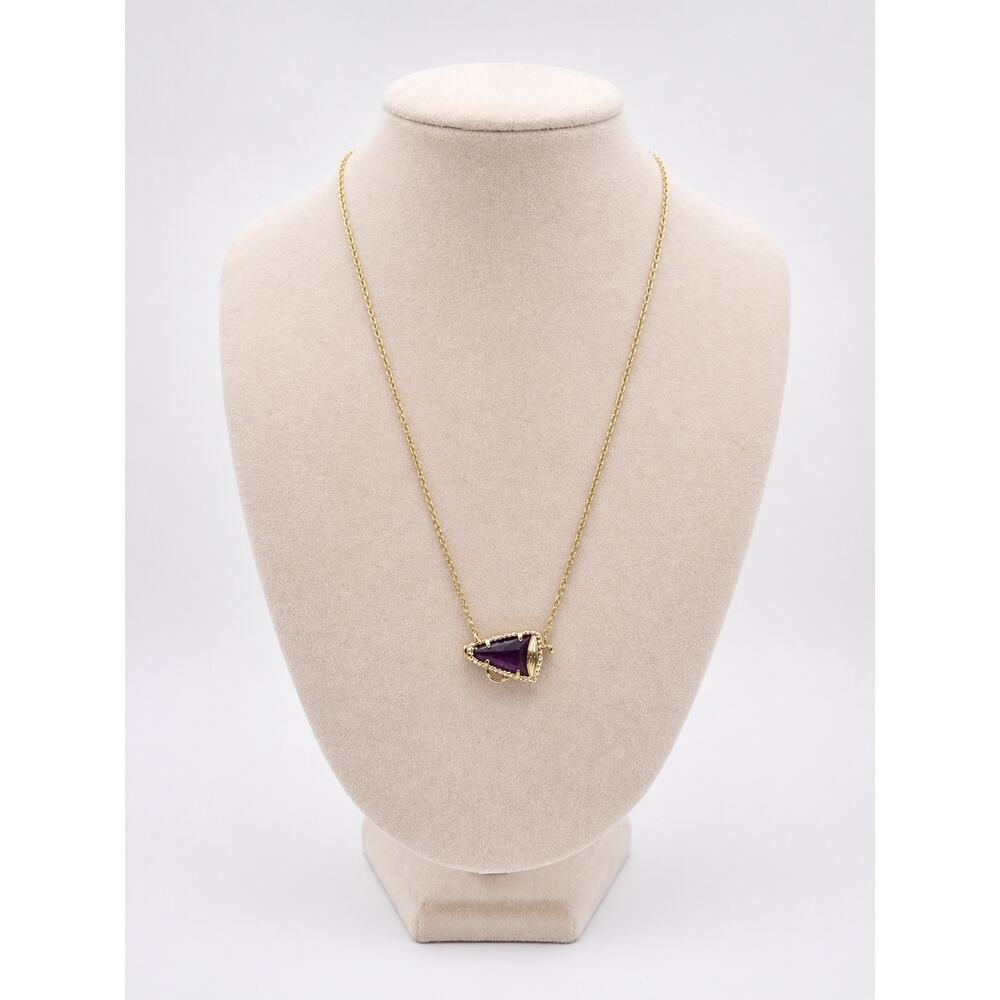 Kendra Scott Cheer 14k Gold Pendant Necklace Purple Mother of Pearl 19” Chain